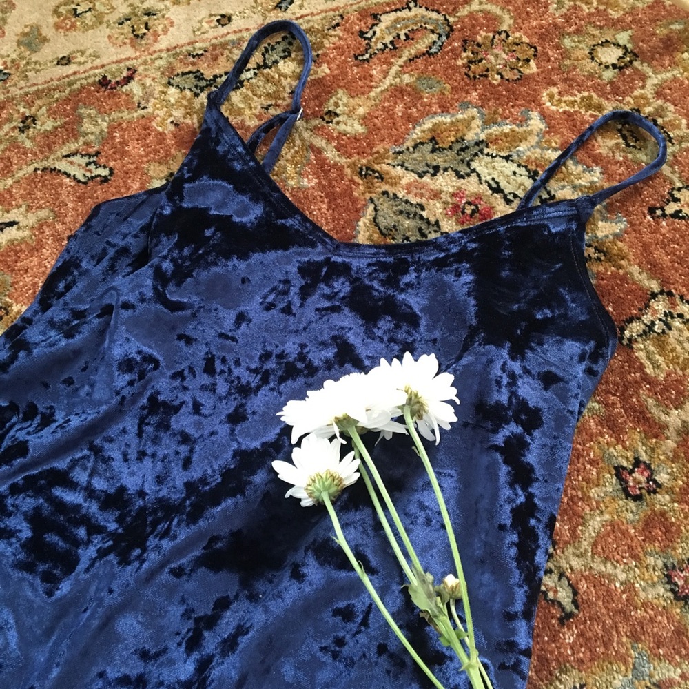 Hollister Blue Velvety Slip Dress